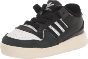 adidas Originals Kids Forum Low Elastic Lace Sneaker, Black/White/Cream White, 7 US Unisex Toddler