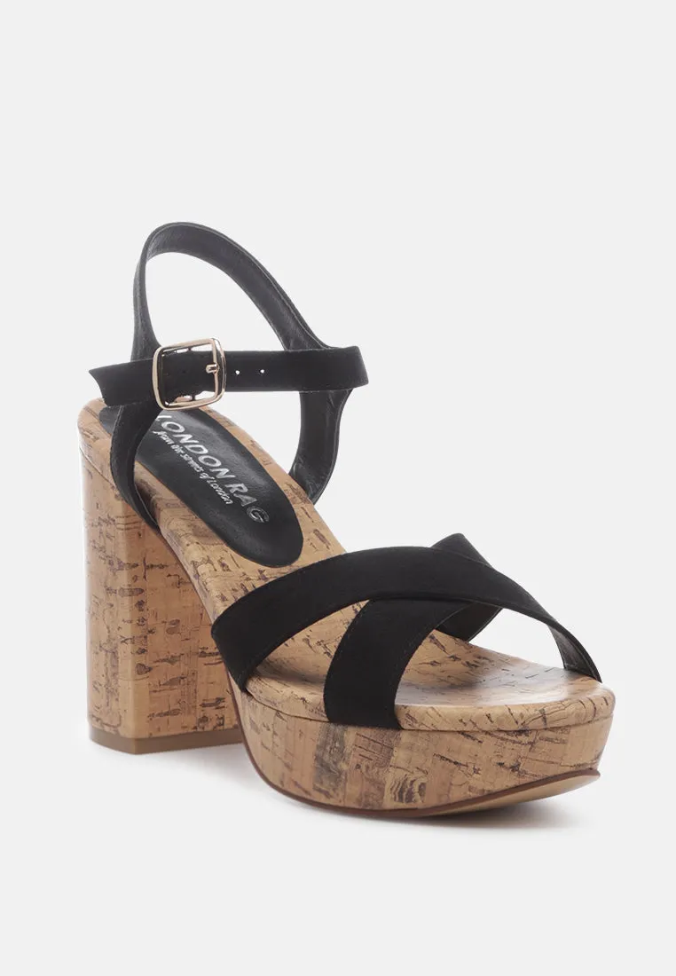 aelia faux suede high block heel sandal