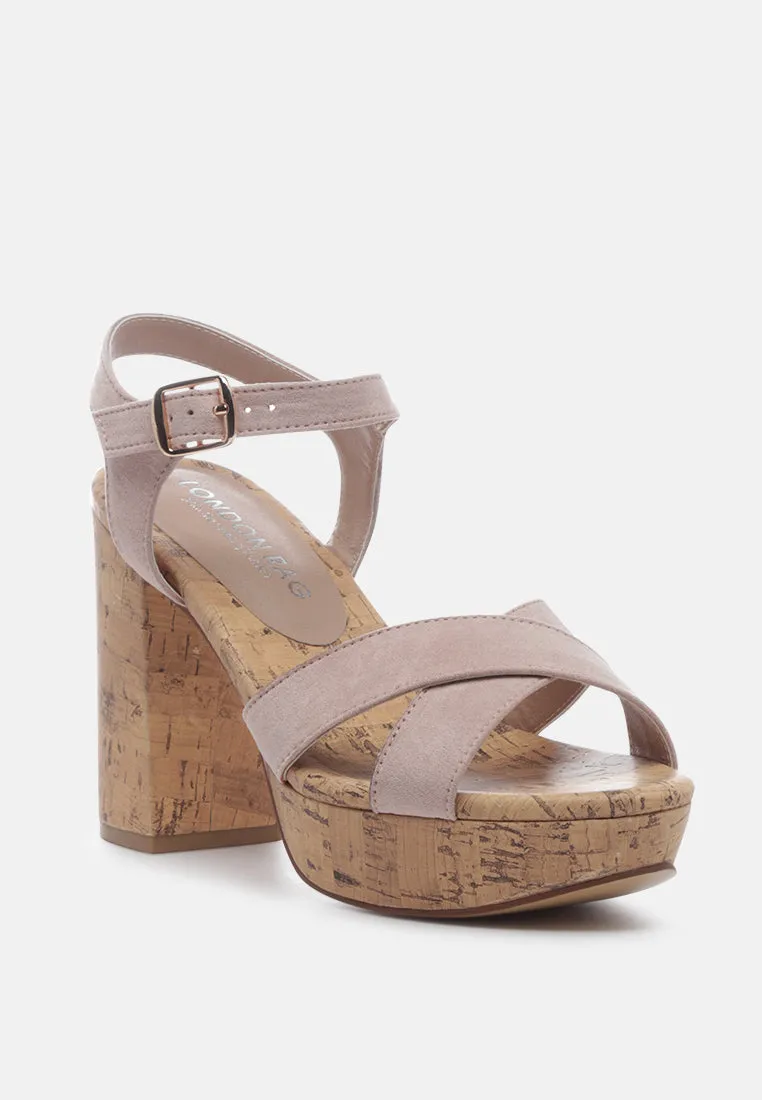 aelia faux suede high block heel sandal