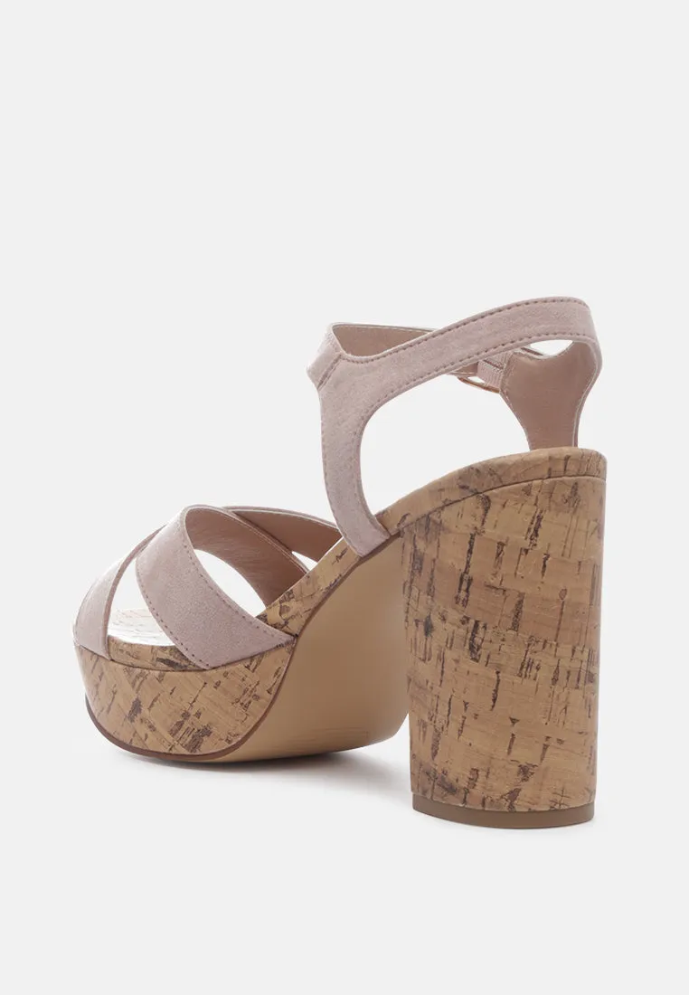 aelia faux suede high block heel sandal