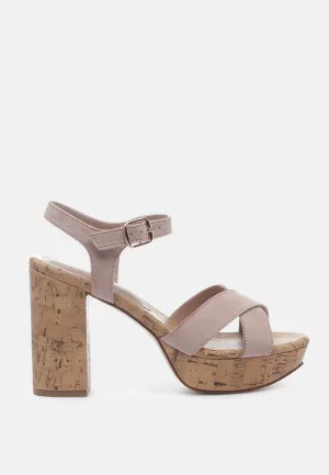 aelia faux suede high block heel sandal