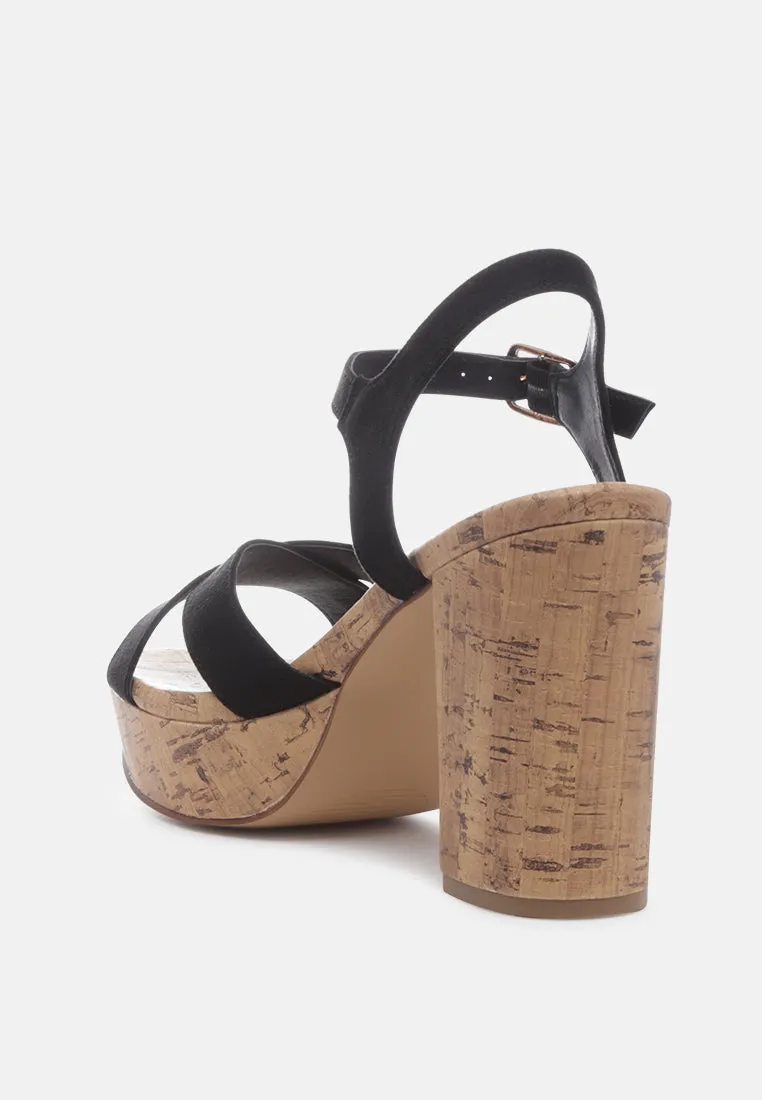aelia faux suede high block heel sandal