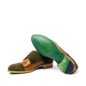 ALEXANDER - Golden Brown/Green Seude Casual but not so Casual Derby Dress Shoes by Le Ruux