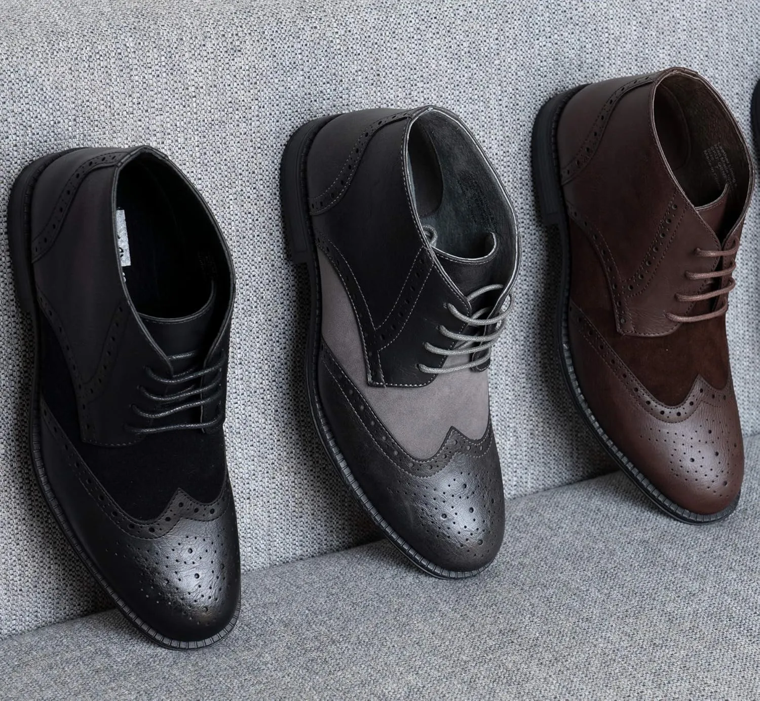 Alpine Swiss Geneva Mens Ankle Boots Lace Up TwoTone Brogue Wing Tip Dress Shoes