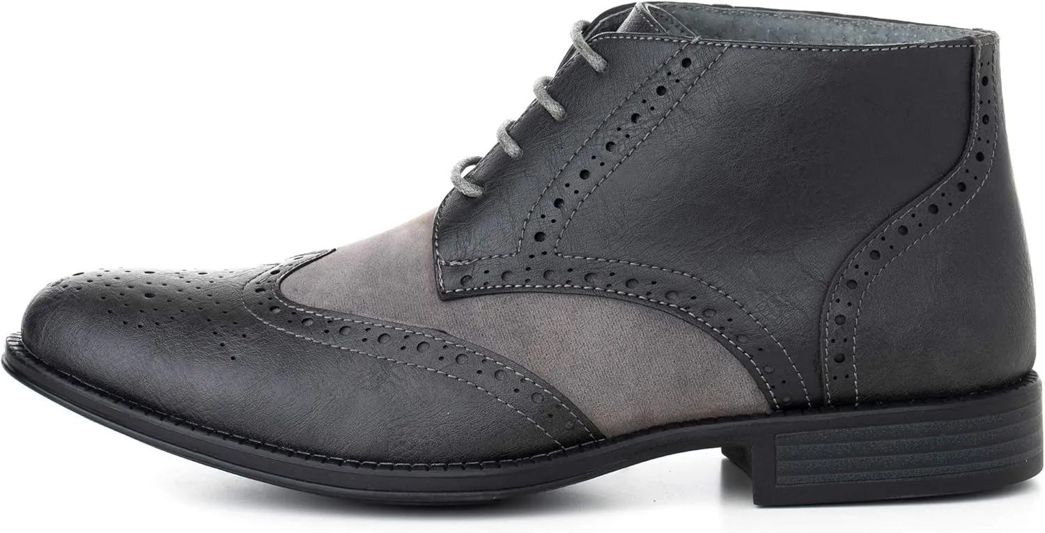 Alpine Swiss Geneva Mens Ankle Boots Lace Up TwoTone Brogue Wing Tip Dress Shoes