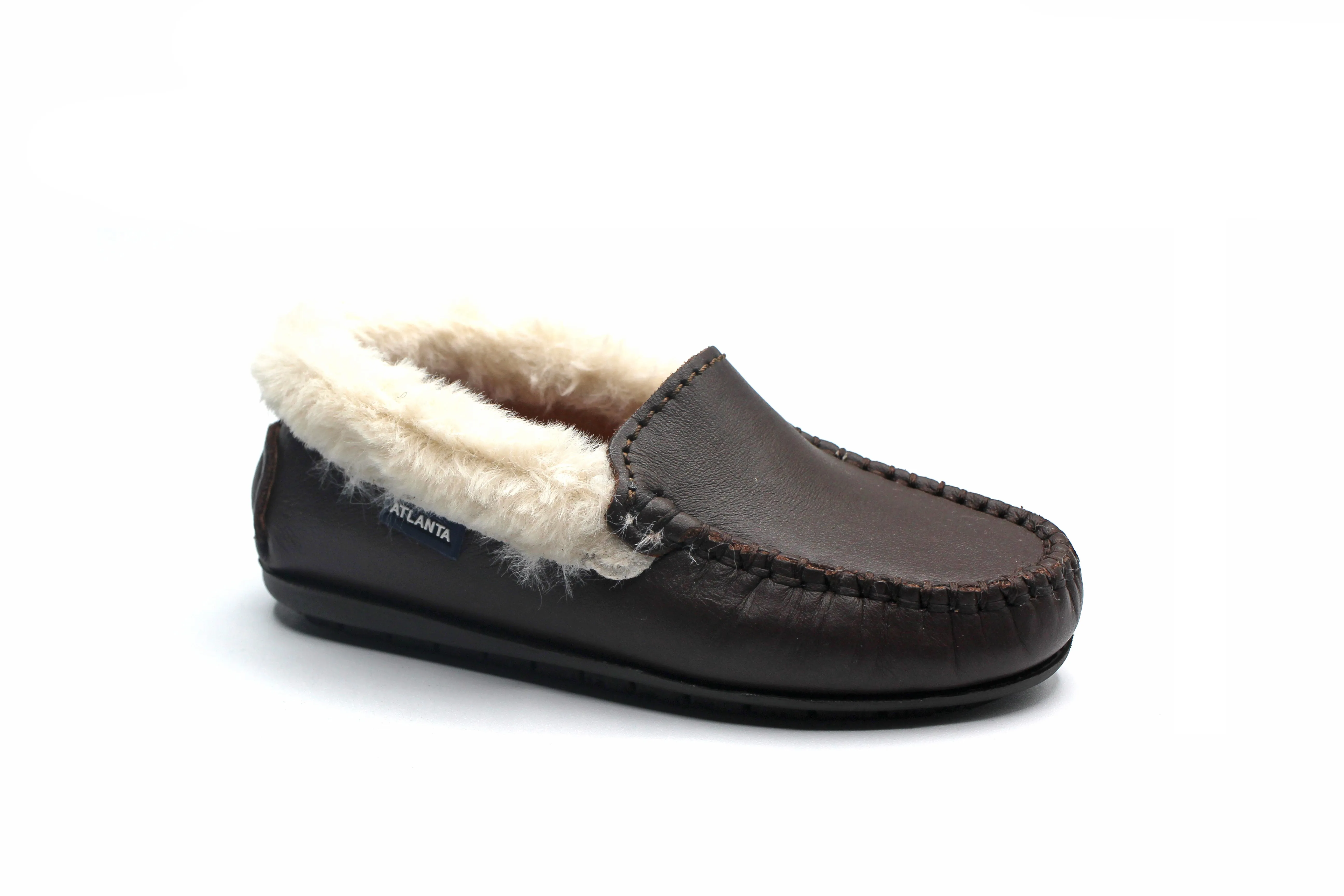 Atlanta Brown Fur Smooth Loafer