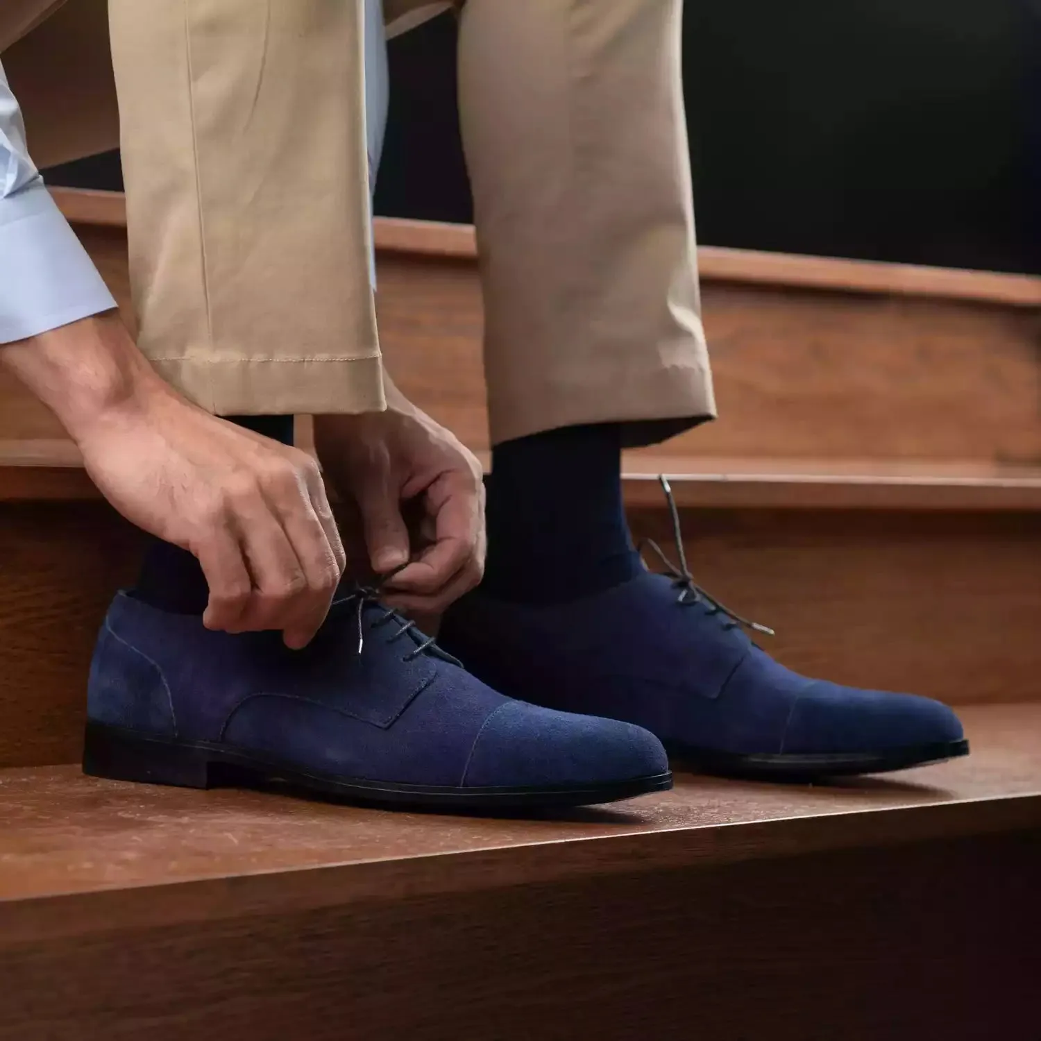 Attorney Derby Midnight Blue Suede Leather Shoes