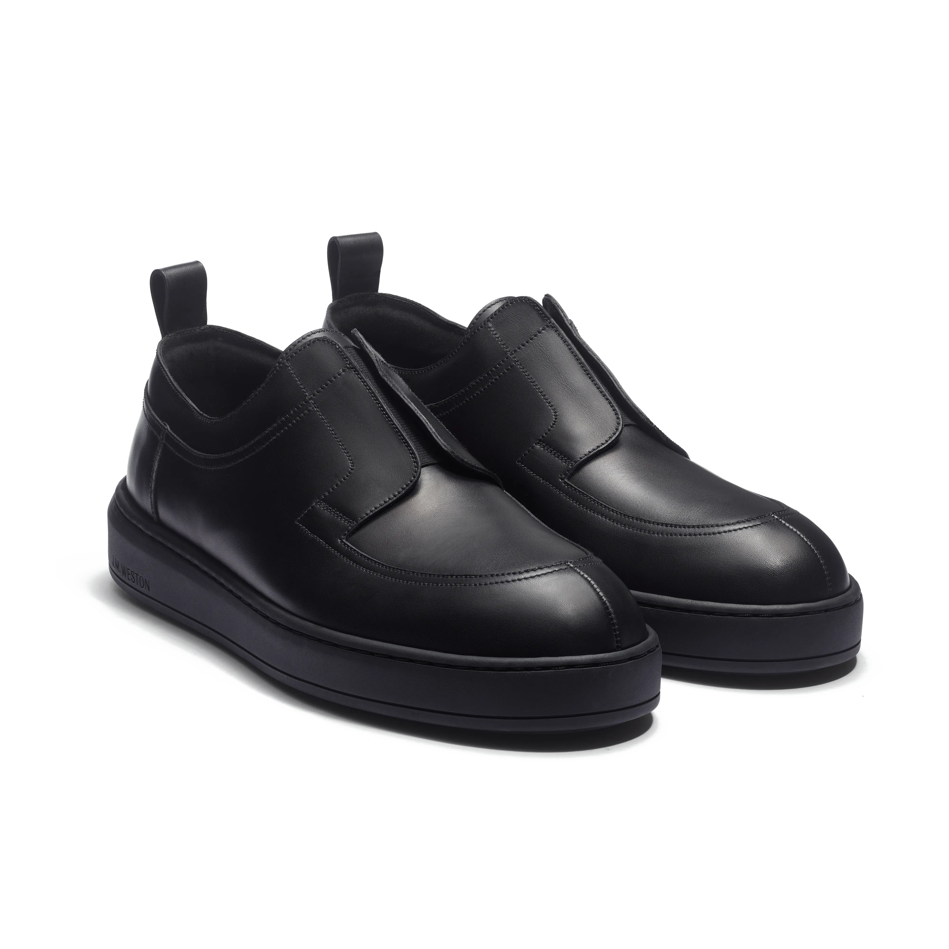 Basket Chasse On Time élastique [cuir veau box noir]