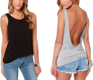 Bestisun Womens Workout Shirts Sexy Open Back Activewear Athletic Clothes Sports Yoga Tank Tops