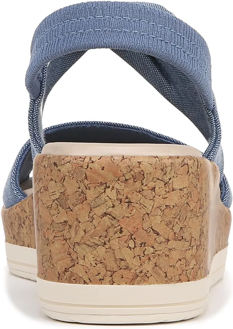 BZees Women's Remix Machine Washable Ankle Strap Wedge Sandal Slide