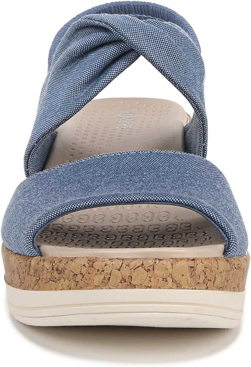 BZees Women's Remix Machine Washable Ankle Strap Wedge Sandal Slide