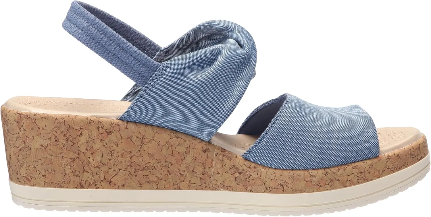 BZees Women's Remix Machine Washable Ankle Strap Wedge Sandal Slide