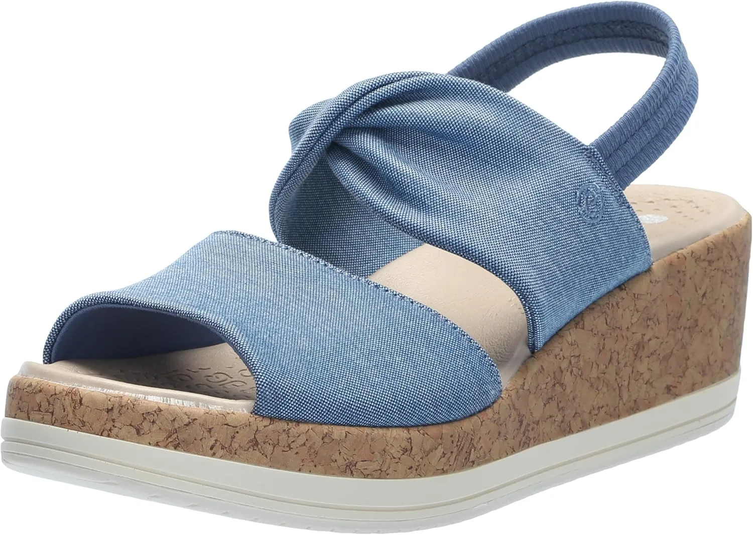 BZees Women's Remix Machine Washable Ankle Strap Wedge Sandal Slide