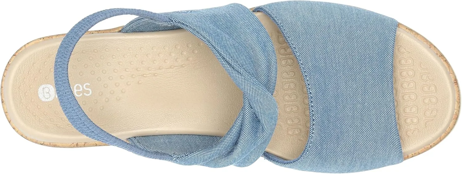 BZees Women's Remix Machine Washable Ankle Strap Wedge Sandal Slide