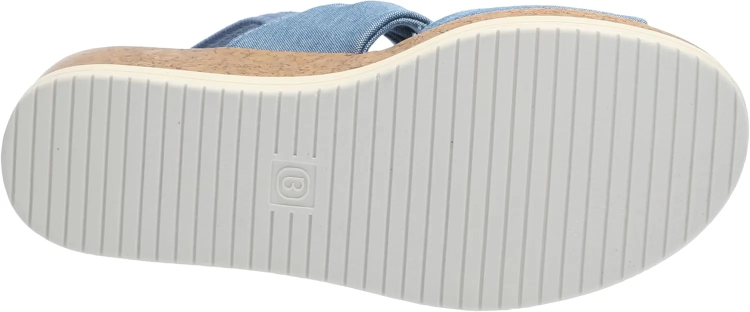 BZees Women's Remix Machine Washable Ankle Strap Wedge Sandal Slide