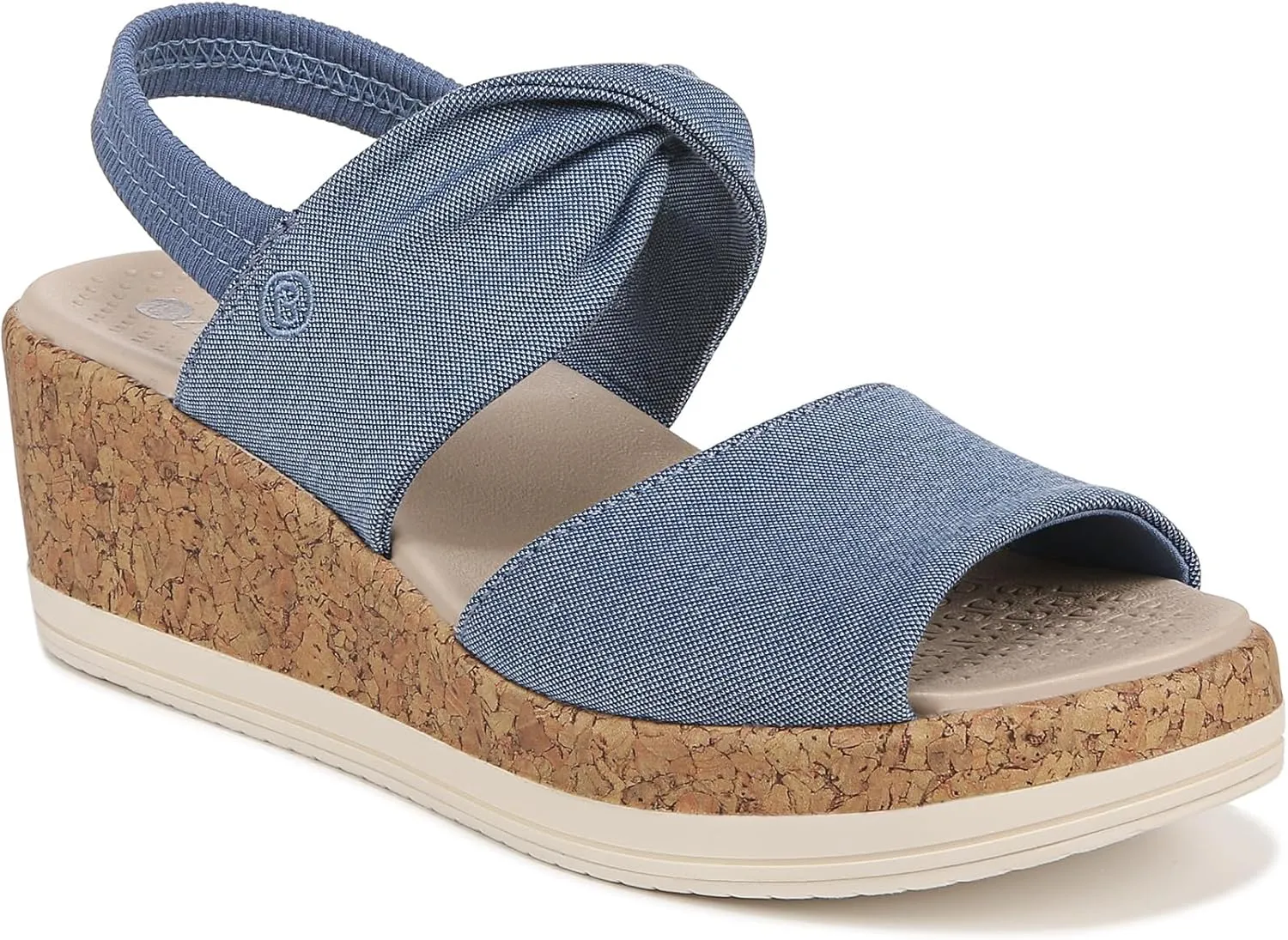 BZees Women's Remix Machine Washable Ankle Strap Wedge Sandal Slide