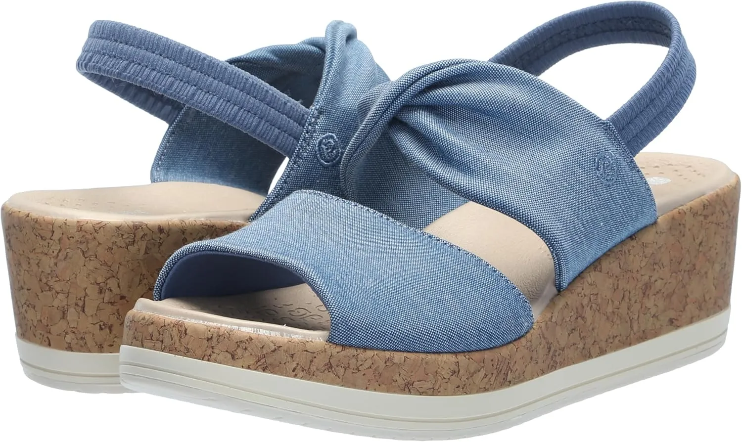 BZees Women's Remix Machine Washable Ankle Strap Wedge Sandal Slide