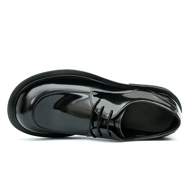 Calfskin Derby Shoes for Men Glossy Round Toe