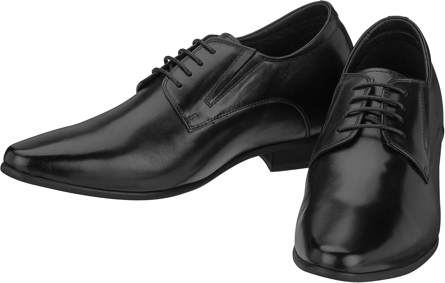 CALTO Men's Invisible Height Increasing Elevator Shoes - Black Premium Leather Lace-up Formal Derby Oxfords - 3 Inches Taller - Y5051 - Size 8 D(M) US