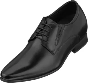 CALTO Men's Invisible Height Increasing Elevator Shoes - Black Premium Leather Lace-up Formal Derby Oxfords - 3 Inches Taller - Y5051 - Size 8 D(M) US