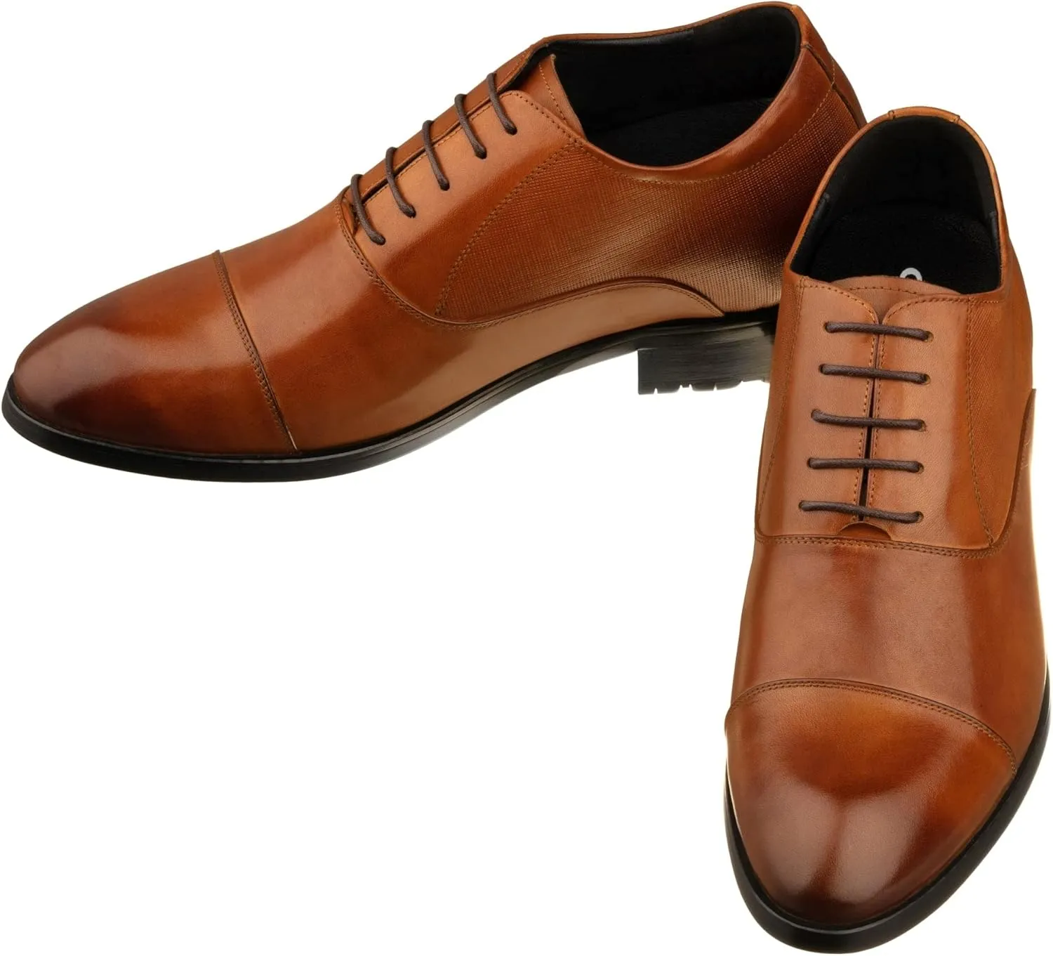 CALTO Men's Invisible Height Increasing Elevator Shoes - Brown Premium Leather Lace-up Formal Derby Oxfords - 3 Inches Taller - Y6711 - Size 11.5 D(M) US
