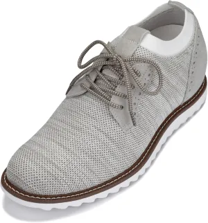 CALTO Men's Invisible Height Increasing Elevator Shoes - Cream Lightweight Lace-up Casual Derby - 3.2 Inches Taller - J1505 - Size 10 D(M) US