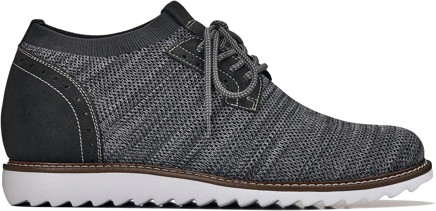 CALTO Men's Invisible Height Increasing Elevator Shoes - Grey Lightweight Lace-up Casual Derby - 3.2 Inches Taller - J1503 - Size 10 D(M) US