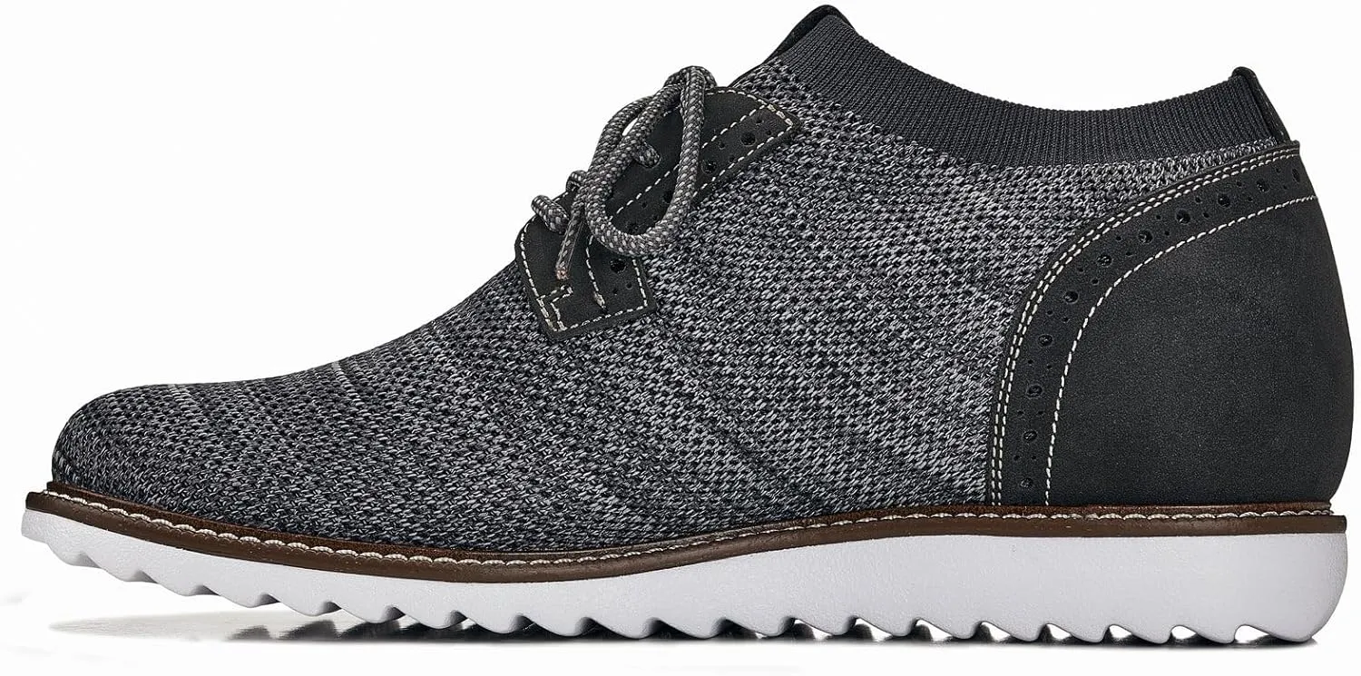 CALTO Men's Invisible Height Increasing Elevator Shoes - Grey Lightweight Lace-up Casual Derby - 3.2 Inches Taller - J1503 - Size 10 D(M) US