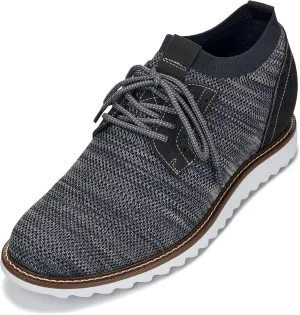 CALTO Men's Invisible Height Increasing Elevator Shoes - Grey Lightweight Lace-up Casual Derby - 3.2 Inches Taller - J1503 - Size 10 D(M) US