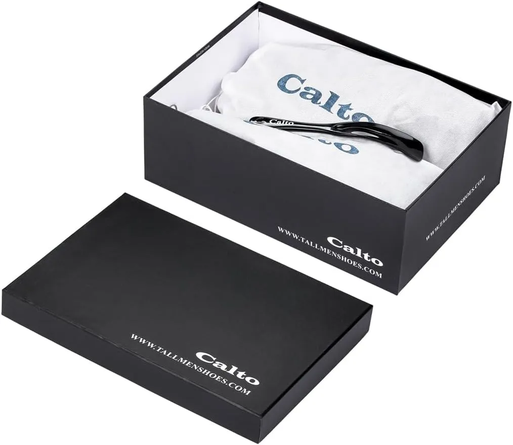 CALTO Men's Invisible Height Increasing Elevator Shoes - Noir Black Lightweight Lace-up Casual Derby - 3.2 Inches Taller - J1502 - Size 7 D(M) US
