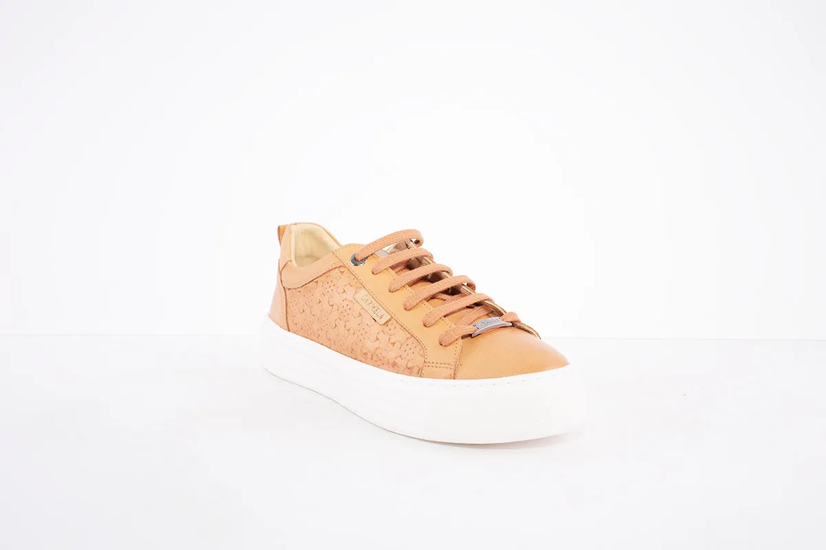 CARMELA - 68445 FLAT LACE UP FASHION SHOE - TAN