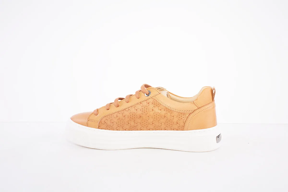 CARMELA - 68445 FLAT LACE UP FASHION SHOE - TAN