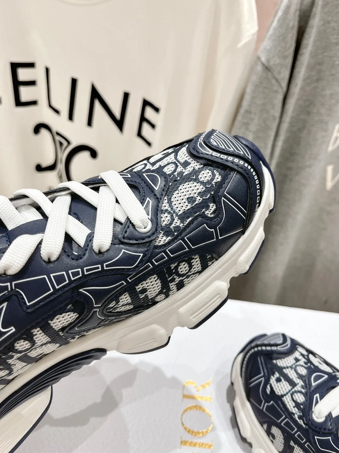 CD Vibe Sneaker Charcoal Blue Polyester Mesh Fabric And Cowhide