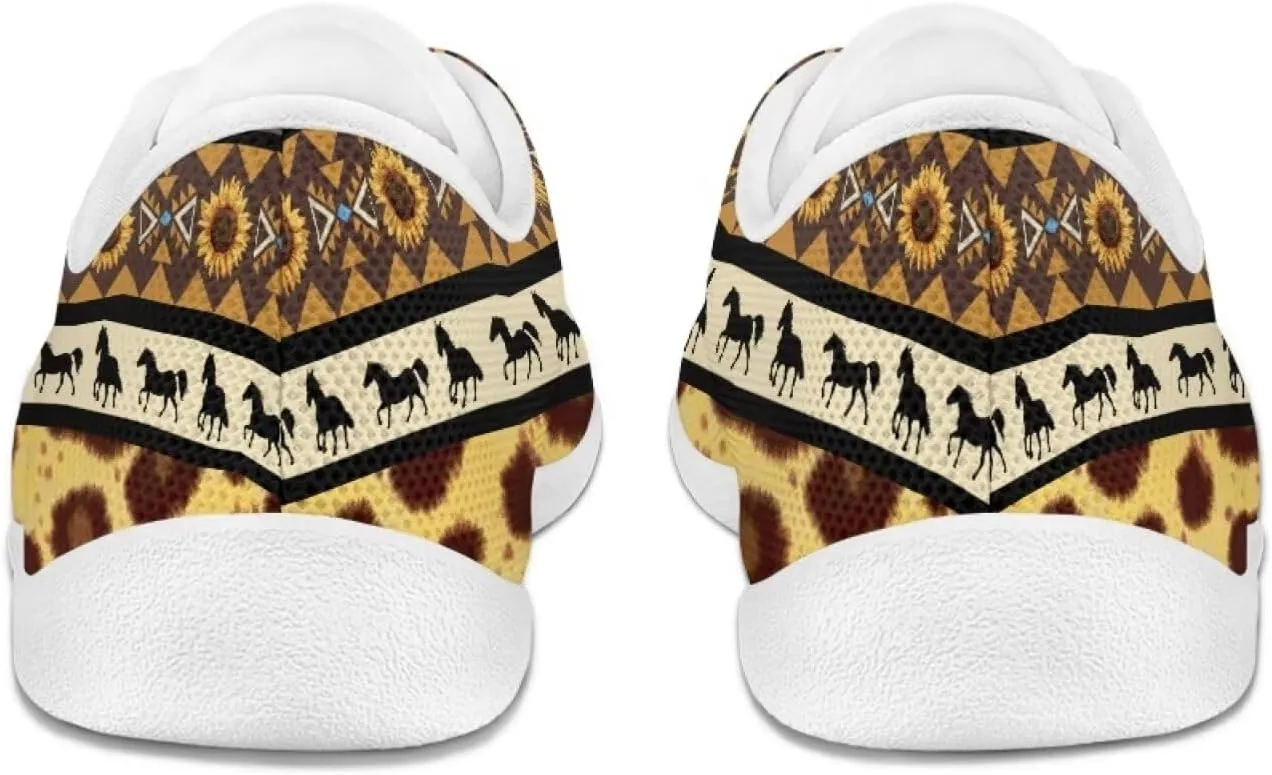 chaqlin Cow Print Shoes for Women Men Wide Round Toe Tennis Sneakers Anti Slip Zero Drop Lace Up Shoe Low Top Sneaker