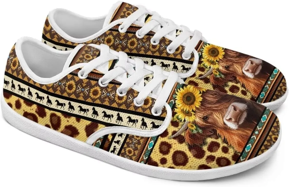 chaqlin Cow Print Shoes for Women Men Wide Round Toe Tennis Sneakers Anti Slip Zero Drop Lace Up Shoe Low Top Sneaker