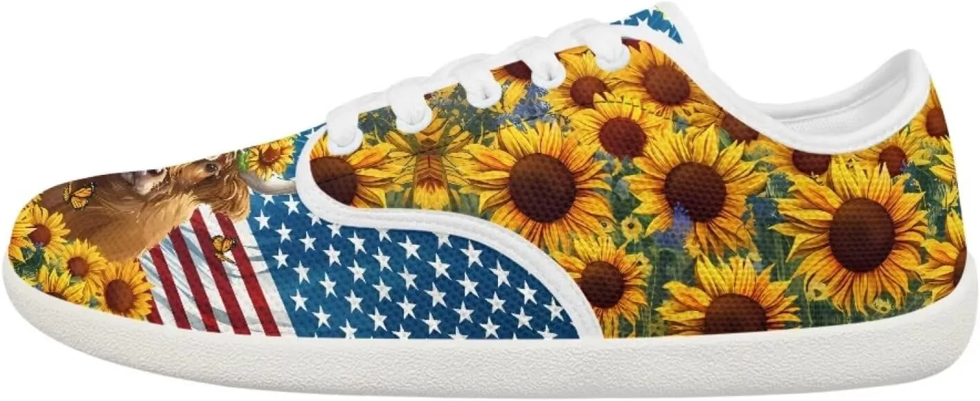 chaqlin Cow Print Shoes for Women Men Wide Round Toe Tennis Sneakers Anti Slip Zero Drop Lace Up Shoe Low Top Sneaker
