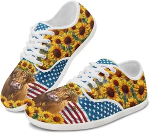 chaqlin Cow Print Shoes for Women Men Wide Round Toe Tennis Sneakers Anti Slip Zero Drop Lace Up Shoe Low Top Sneaker