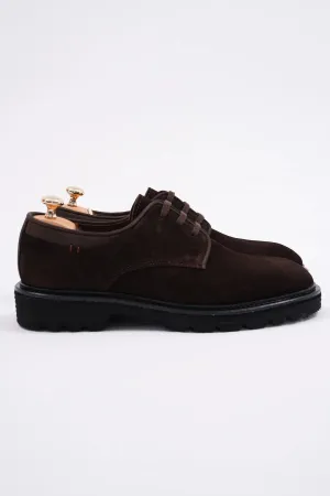 Choco Brown Suede Derby Laces Chunky