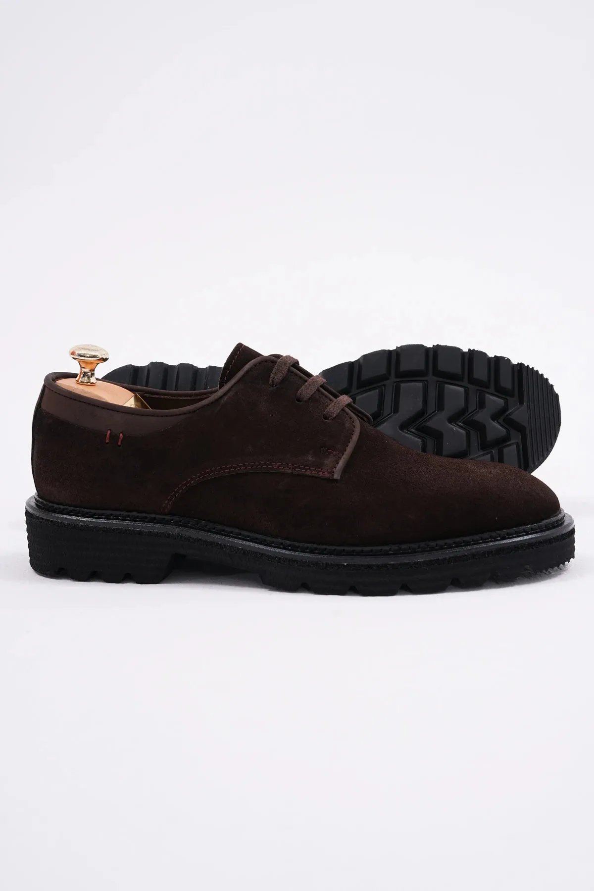 Choco Brown Suede Derby Laces Chunky