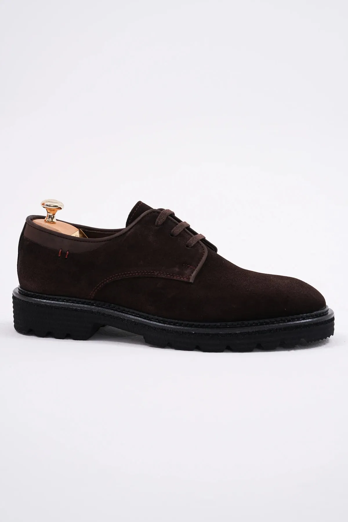 Choco Brown Suede Derby Laces Chunky