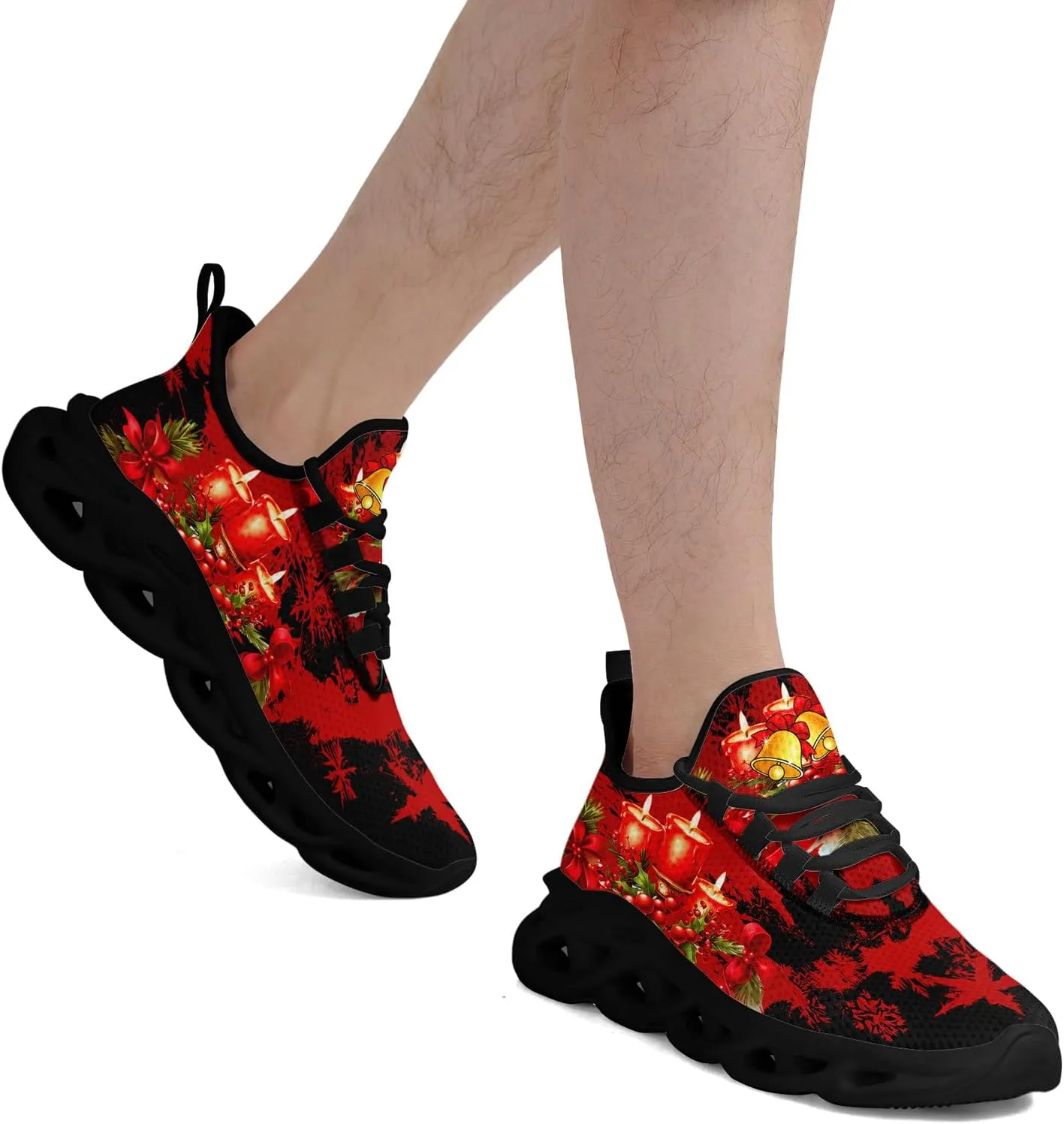Christmas Running Shoes for Men Women – Holiday Festive Design, Comfortable Lightweight Tennis Shoes Mesh Walking Sneaker