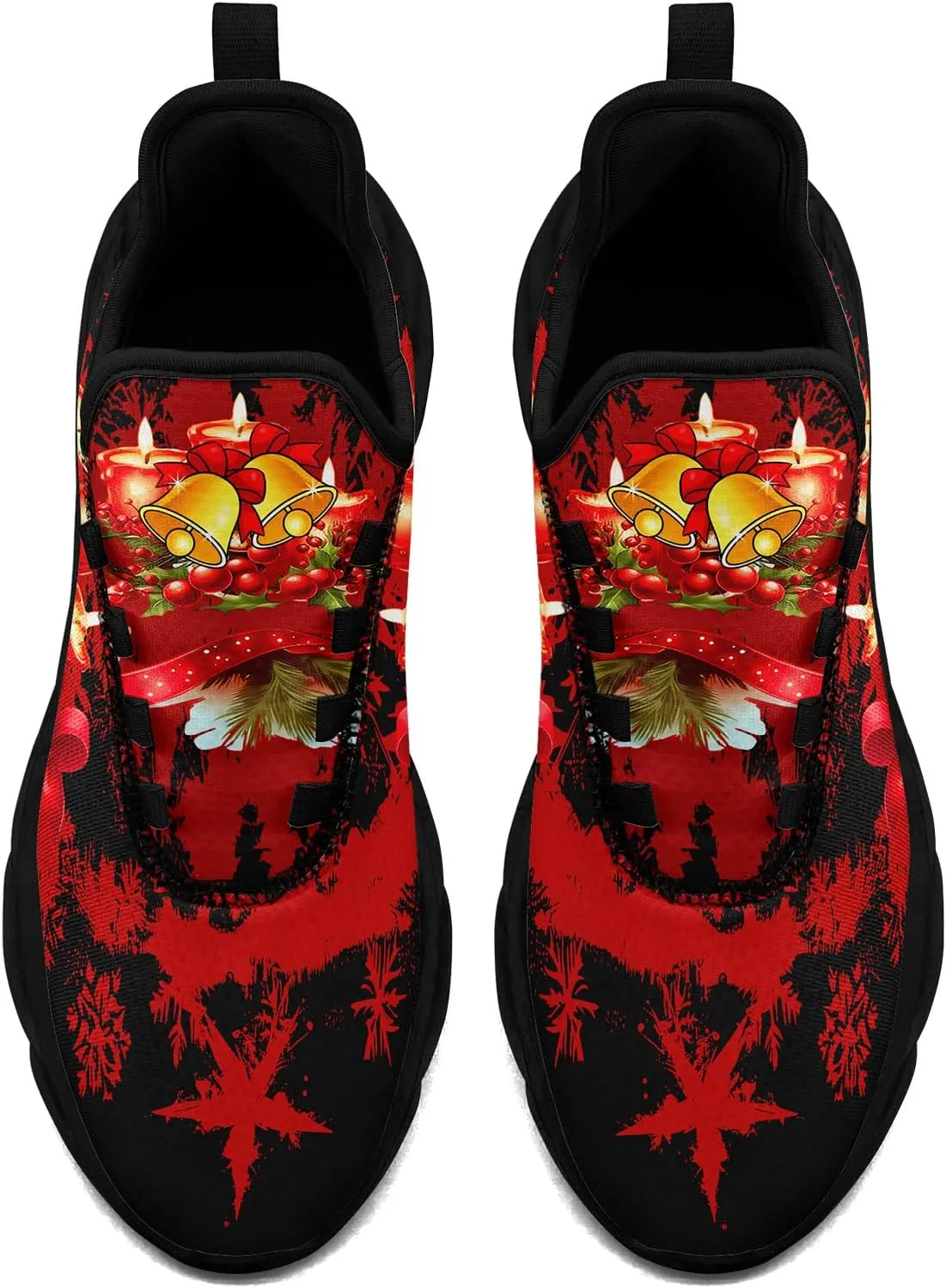 Christmas Running Shoes for Men Women – Holiday Festive Design, Comfortable Lightweight Tennis Shoes Mesh Walking Sneaker