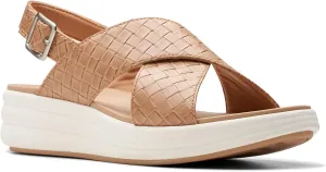 Clarks Women's Drift Sun Wedge Sandal, Warm Beige Synthetic, 9