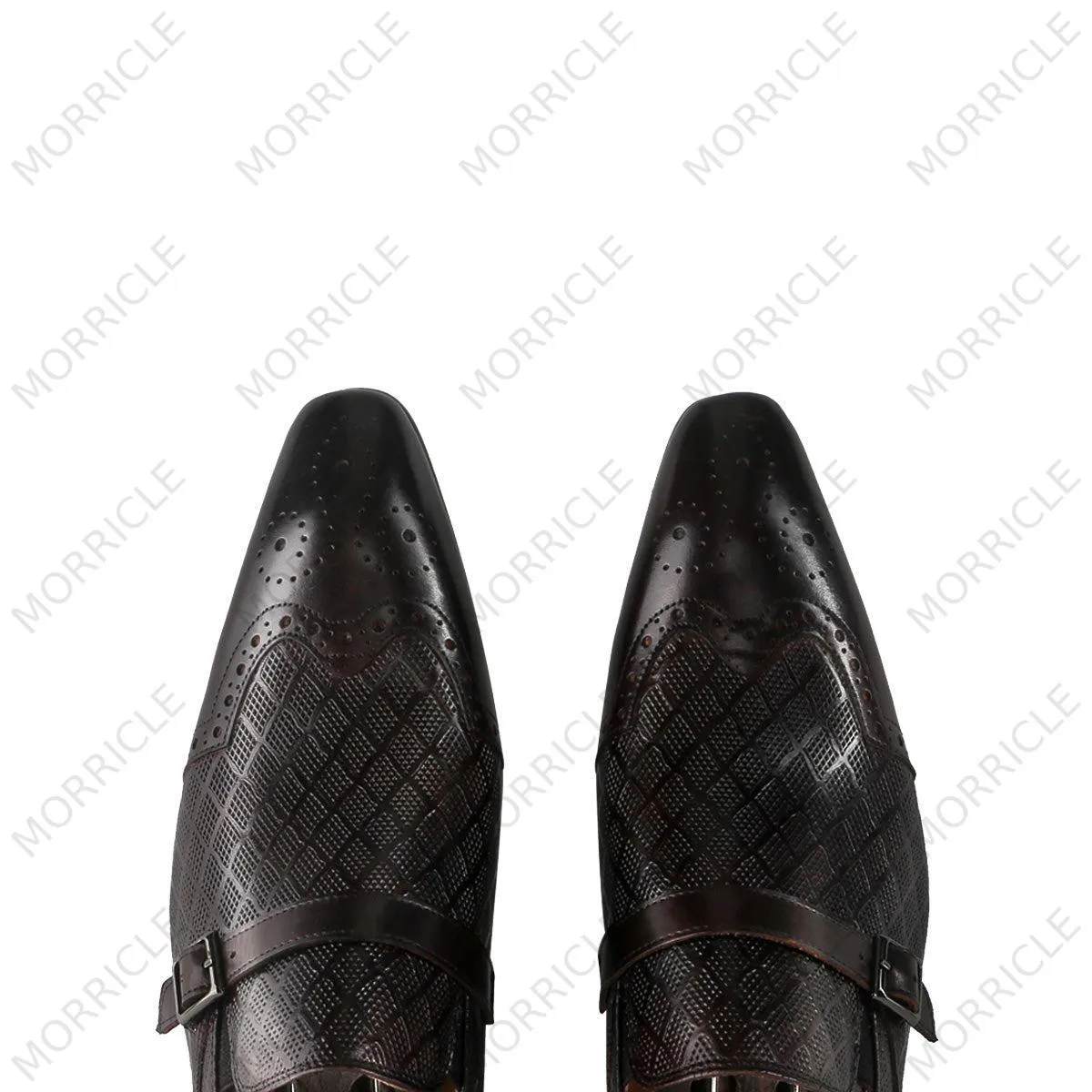 Classic Plaid Brogue Toe Buckled Loafers