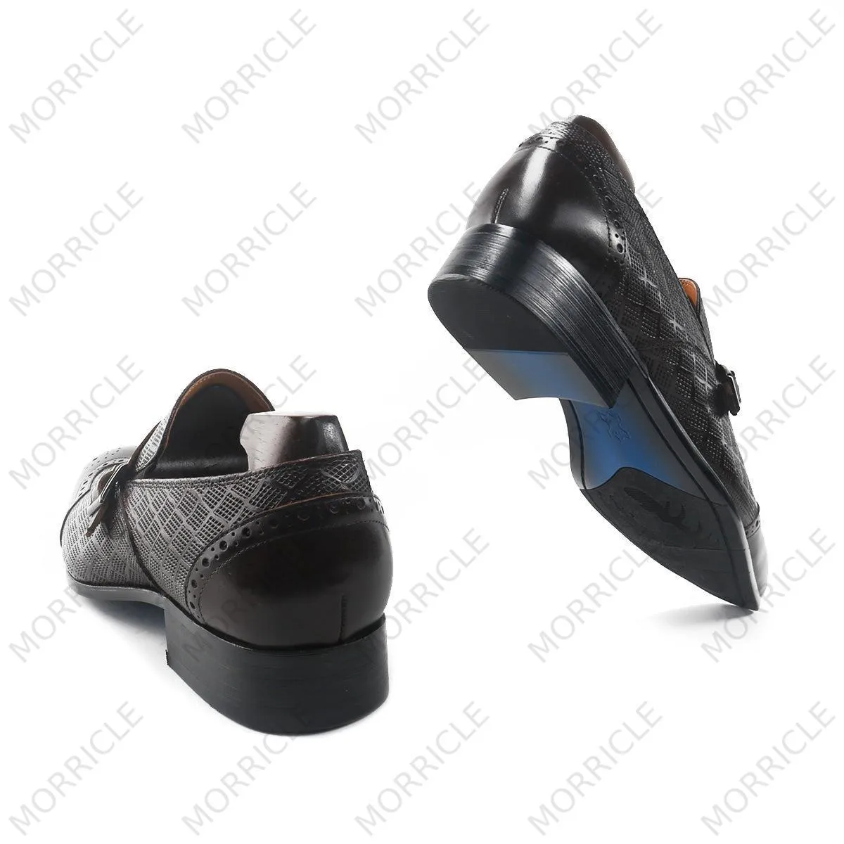 Classic Plaid Brogue Toe Buckled Loafers