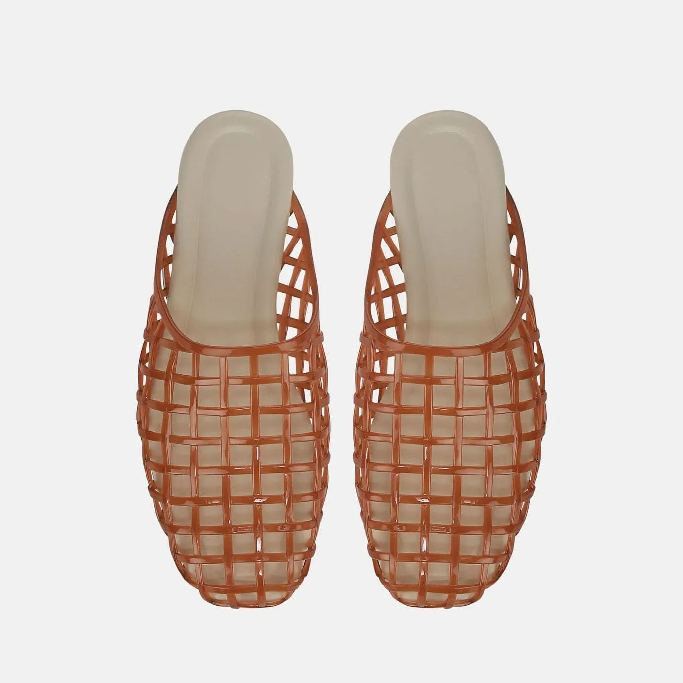 Clear Jelly Flats for Women Closed Toe Mesh Hollow Jellies Mule Sandals Slip On Jelly Slides Casual Comforatable Summer Beach Slipper Sandals