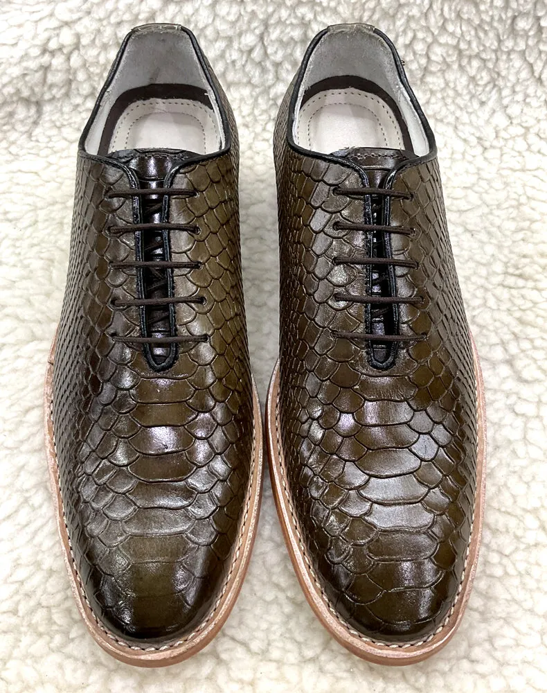 Cobra Embossed Green leather