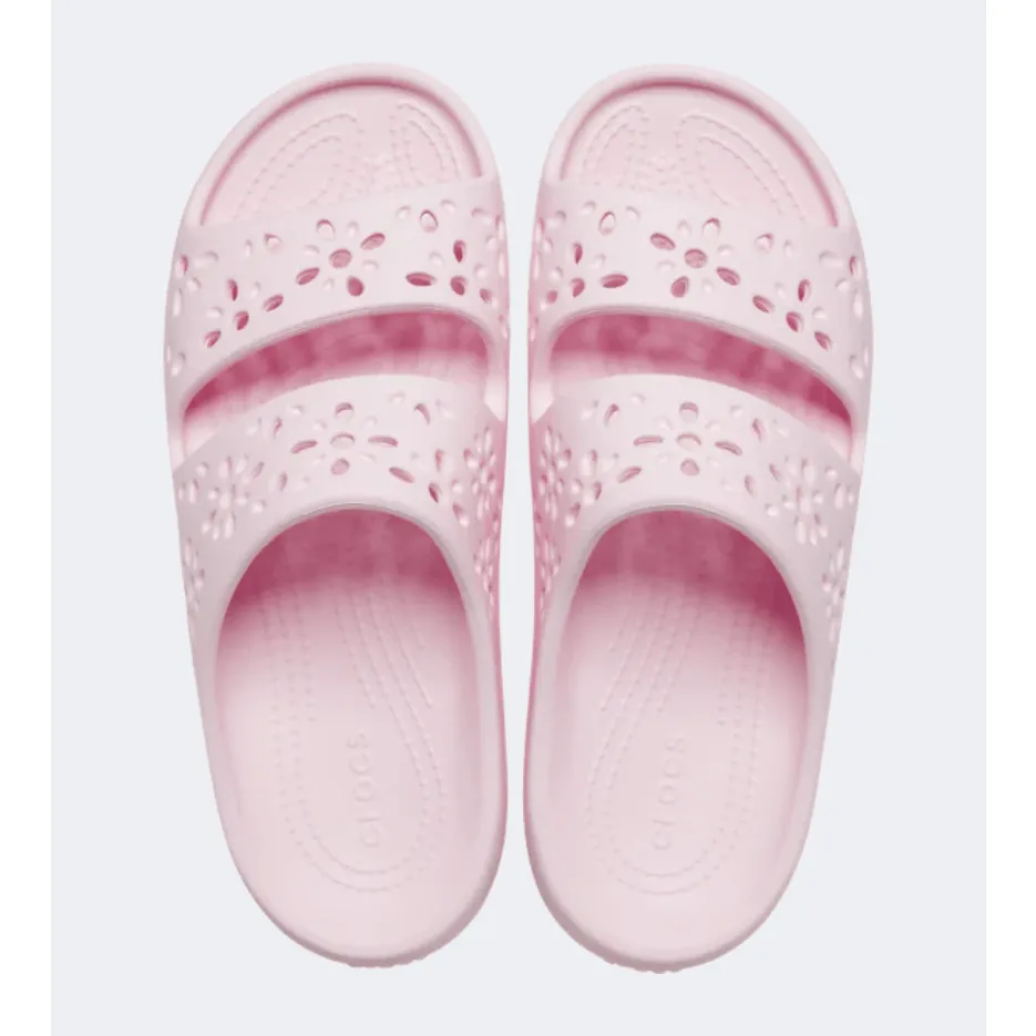 Crocs Classic Floral Cut Out Unisex Lifestyle Slippers Pink Milk