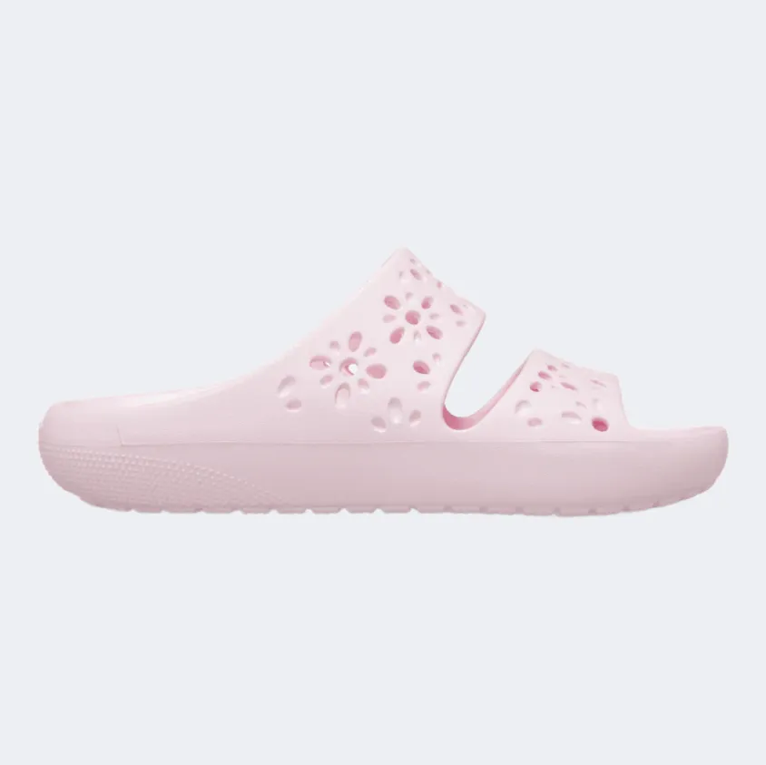 Crocs Classic Floral Cut Out Unisex Lifestyle Slippers Pink Milk