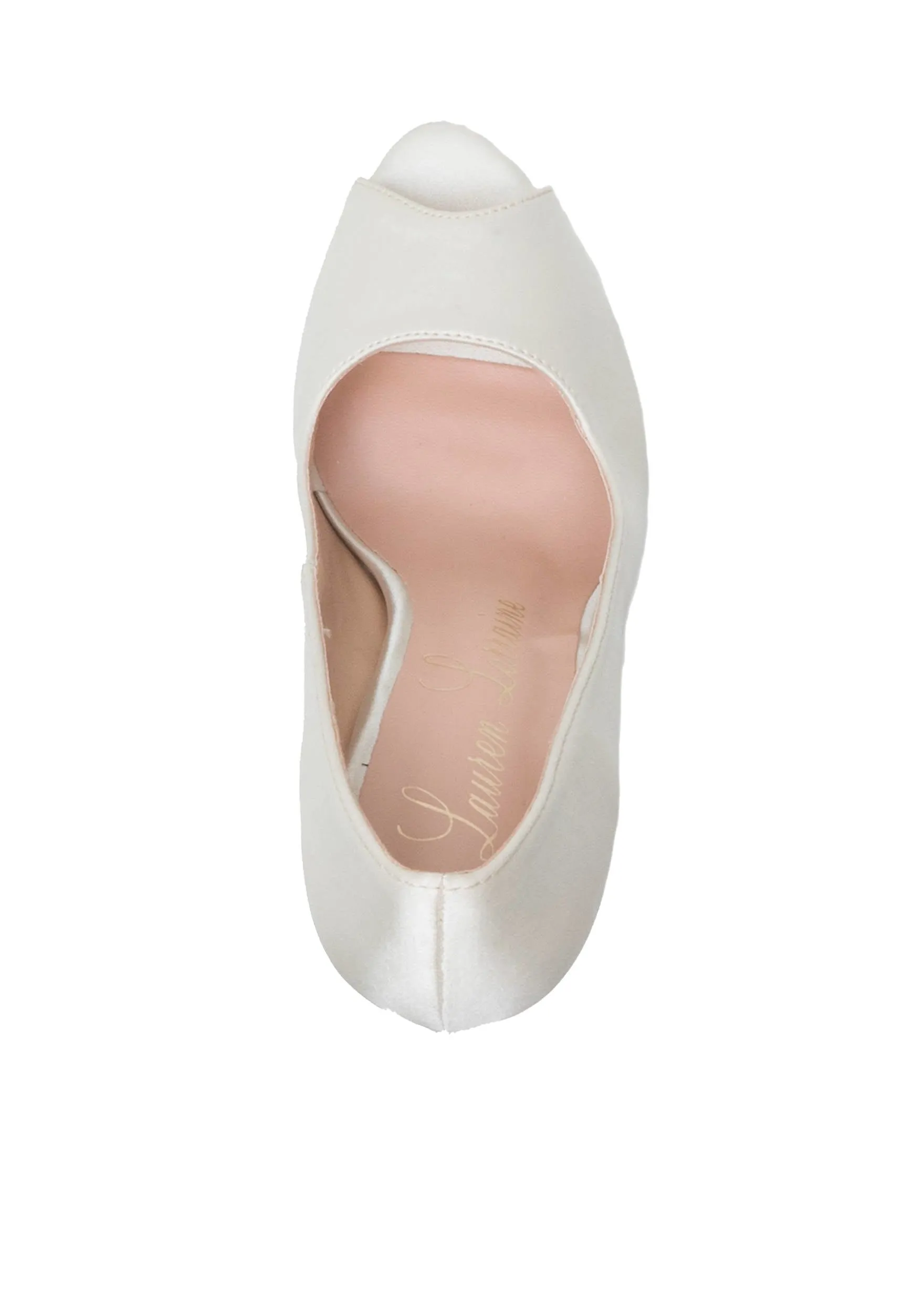 Crystal Hassle-free Heel High Peep Lauren Toe Record-breaking sale Pump Platform Satin Dress Lorraine Venus Ivory